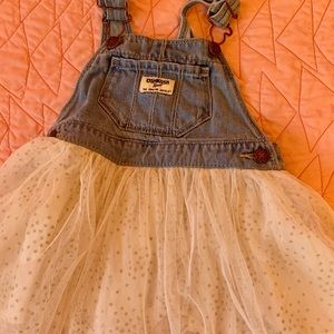 Osh Kosh kids white sparkle skirt overall set. 3T
